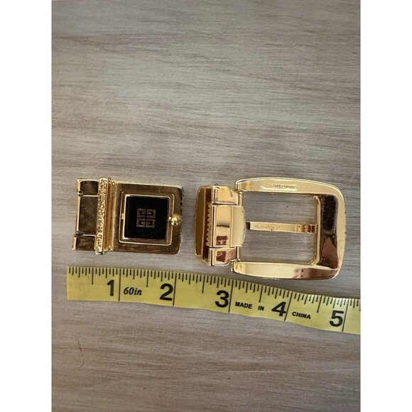 Vintage Givenchy Black Leather Belt Set 2 Gold Buckles main image 6
